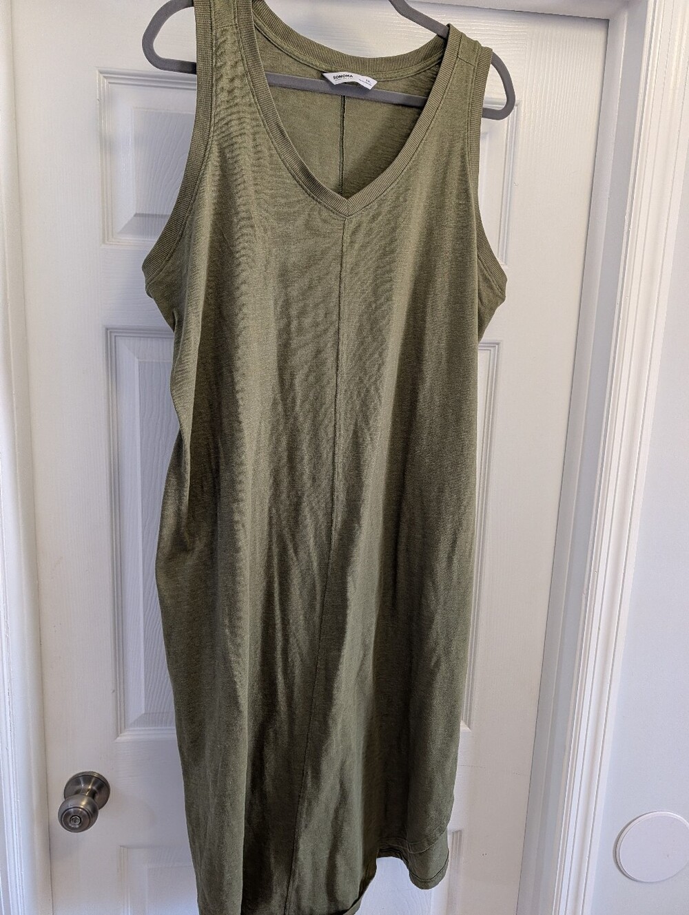 Sonoma Goods For Life Olive Green Sleeveless V-Neck Midi Dress - XXL